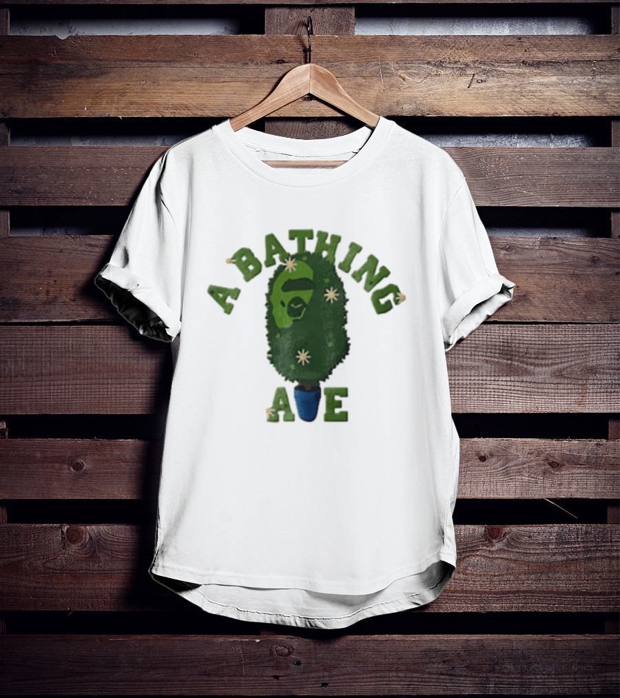 A Bathing Ape Topiary Bush Potted Blue Planter Yellow Flowers T-Shirt