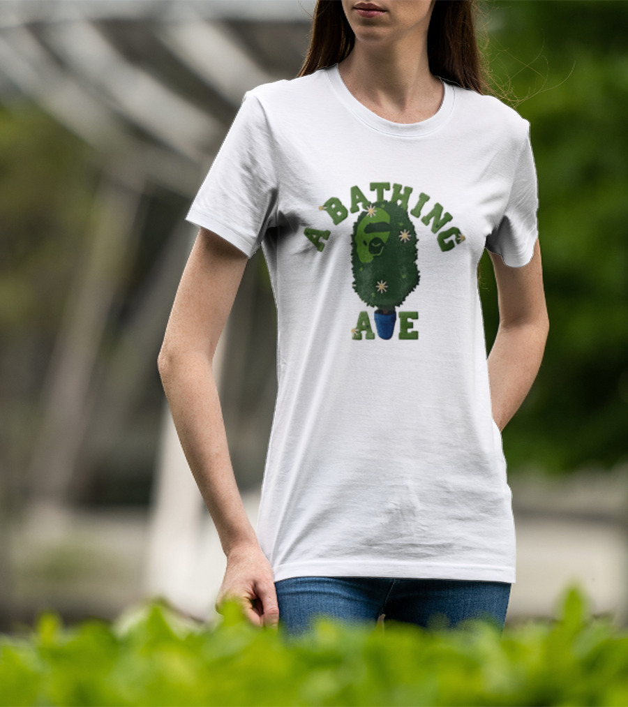 A Bathing Ape Topiary Bush Potted Blue Planter Yellow Flowers T-Shirt