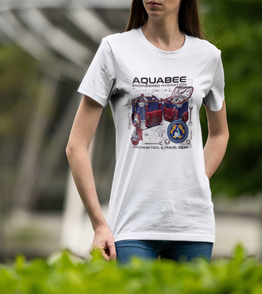 Aquabee Engineered Hydration Premium Tool And Travel Gear Cooler Blueprint T-Shirt