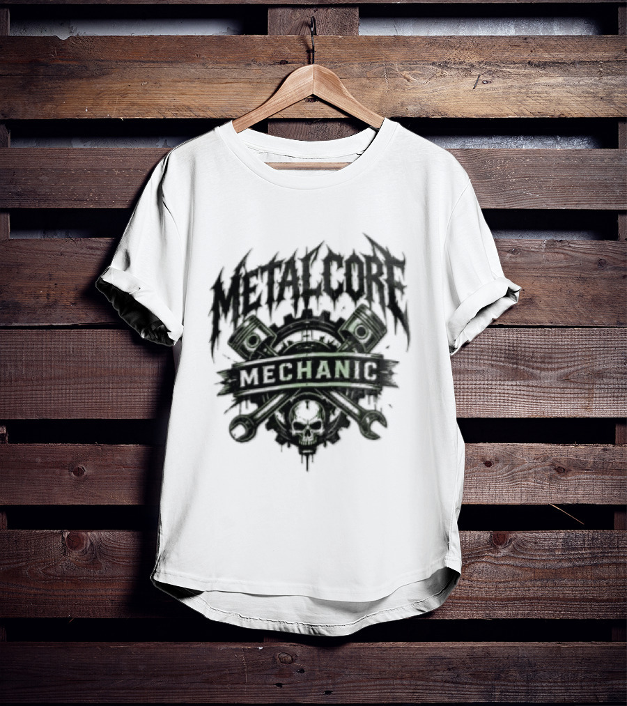Metalcore Mechanic Skull Pistons Wrenches T-Shirt