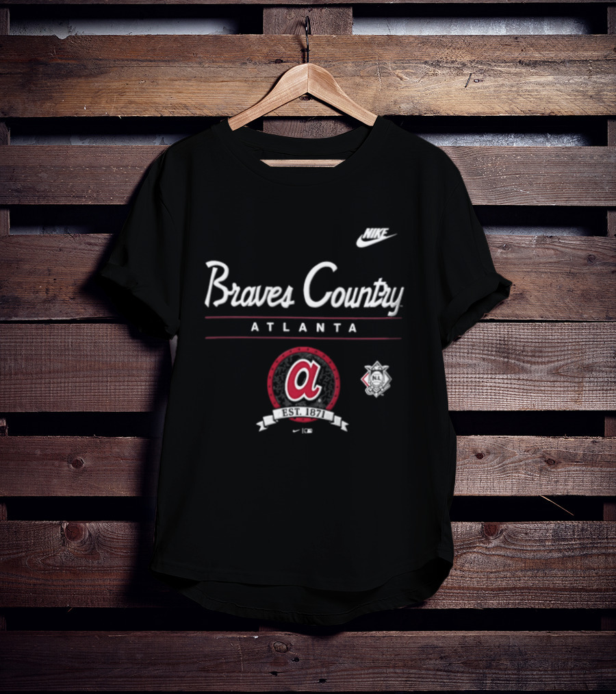 Atlanta Braves Country 1871 Team Baseball Script Nike T-Shirt