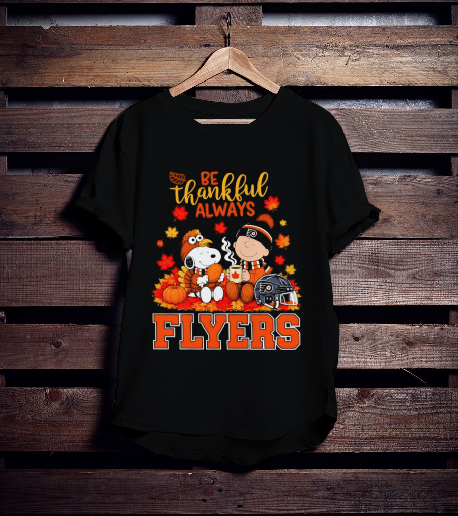 Be Thankful Always Snoopy Charlie Brown Philadelphia Flyers Autumn Leafs T-Shirt