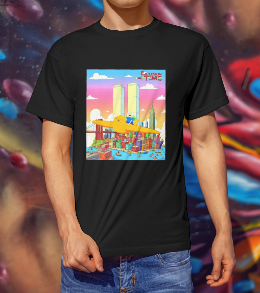 Explosion Time Adventure Finn And Jake NYC Skyline T-Shirt