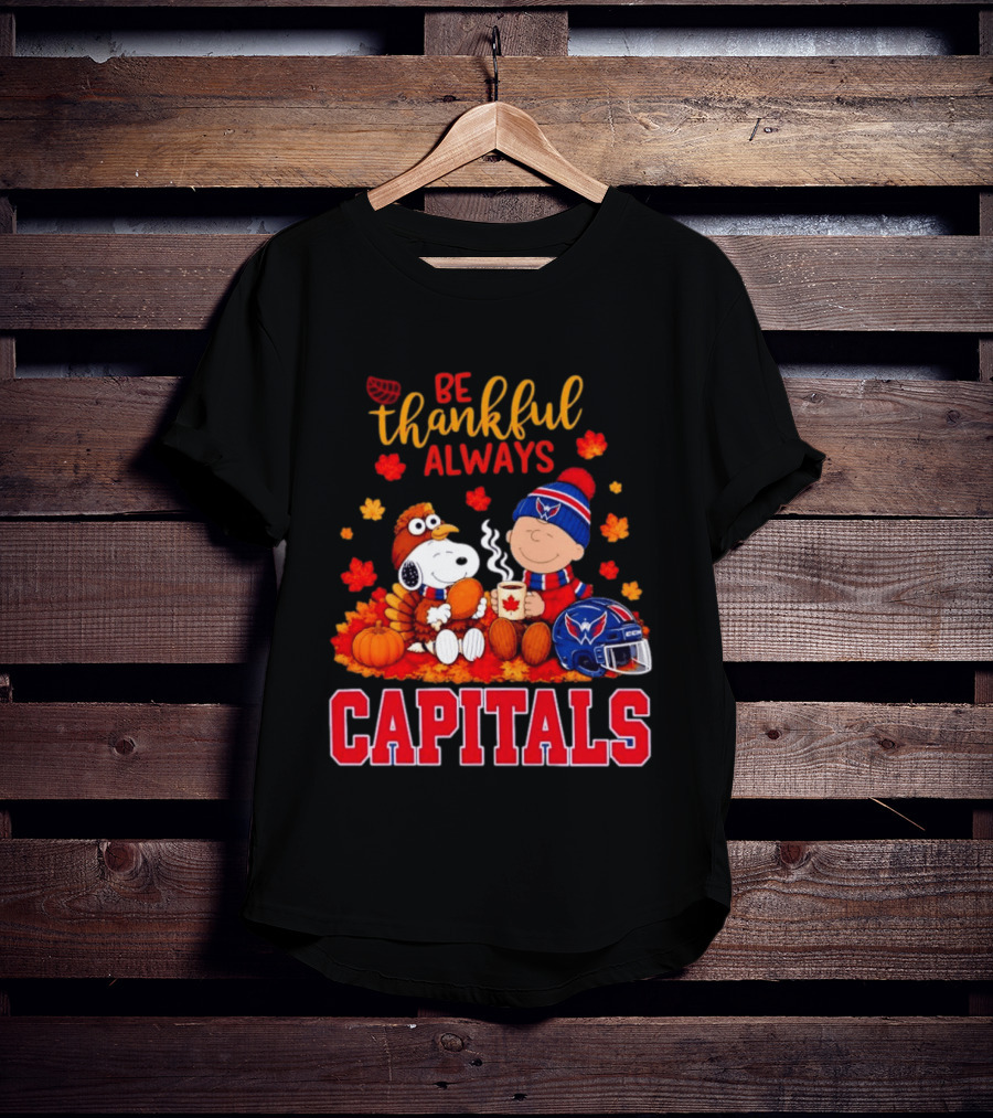 Be Thankful Always Snoopy And Charlie Brown Washington Capitals Cozy Autumn T-Shirt