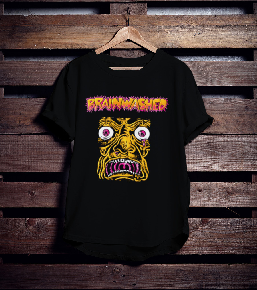 Brainwashed Distorted Melting Face Pink Eyes Vibrant Expression T-Shirt