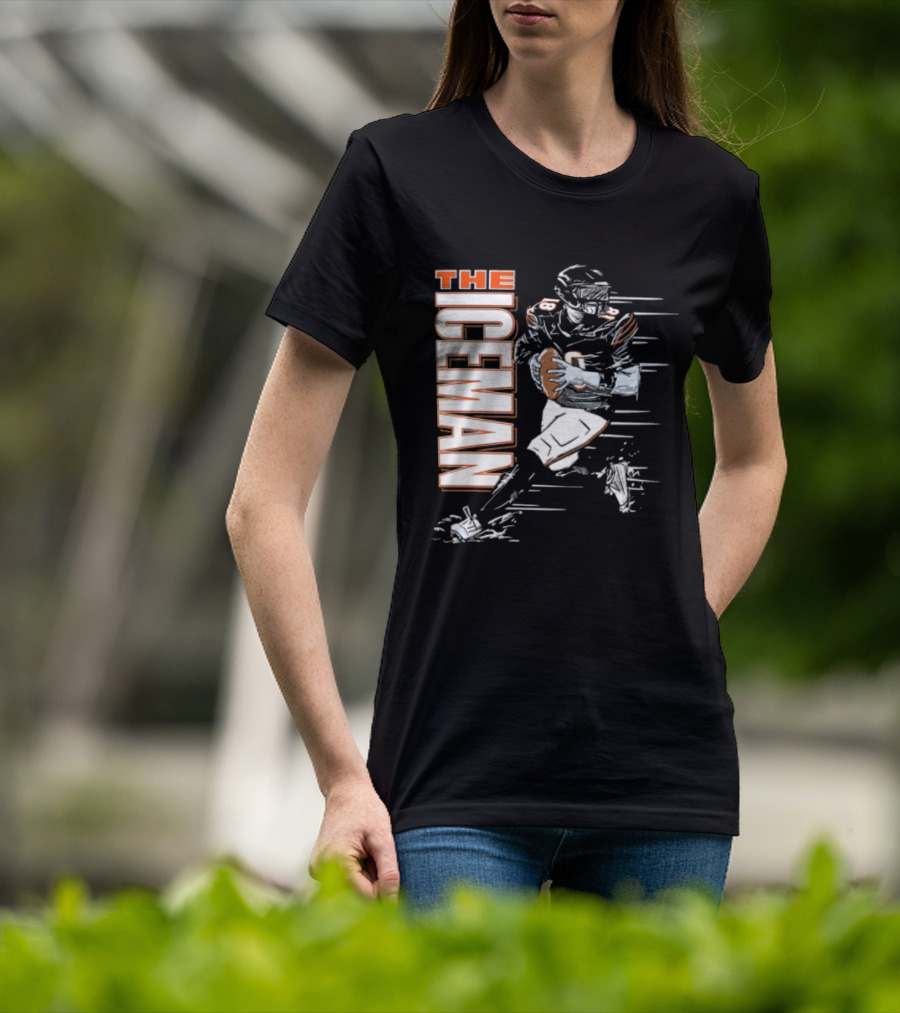 Chicago Bears The Iceman Football Player Running Holding Ball T-Shirt