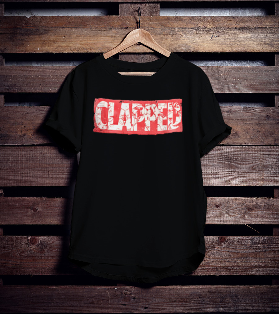 Clapped Red Box Bold Typographic T-Shirt