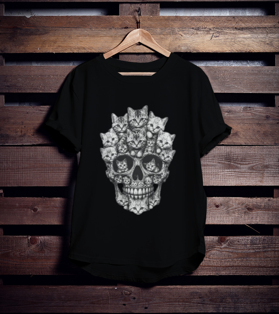 Tabby Kittens Forming Skull Image T-Shirt