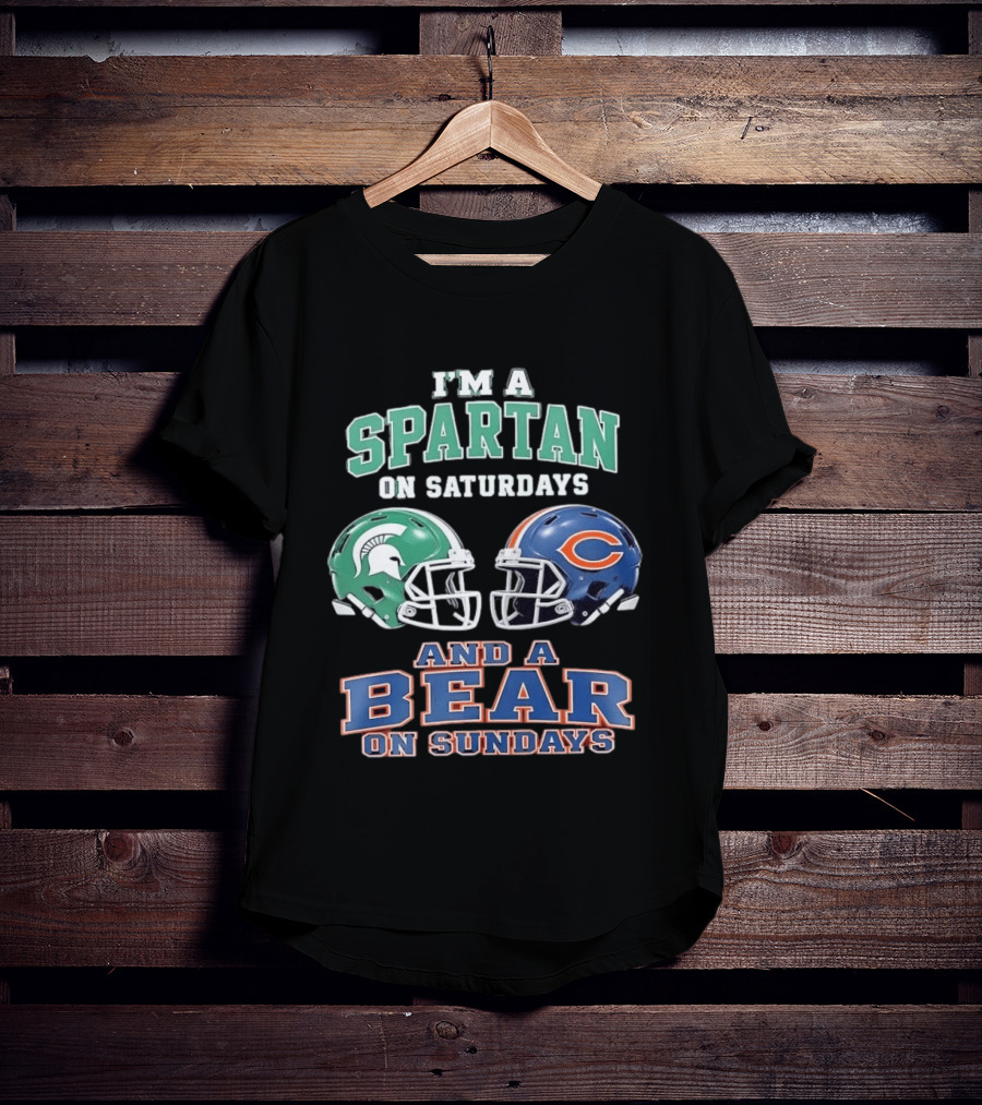 I'm A Spartan On Saturdays Bear Helmet Sundays T-Shirt