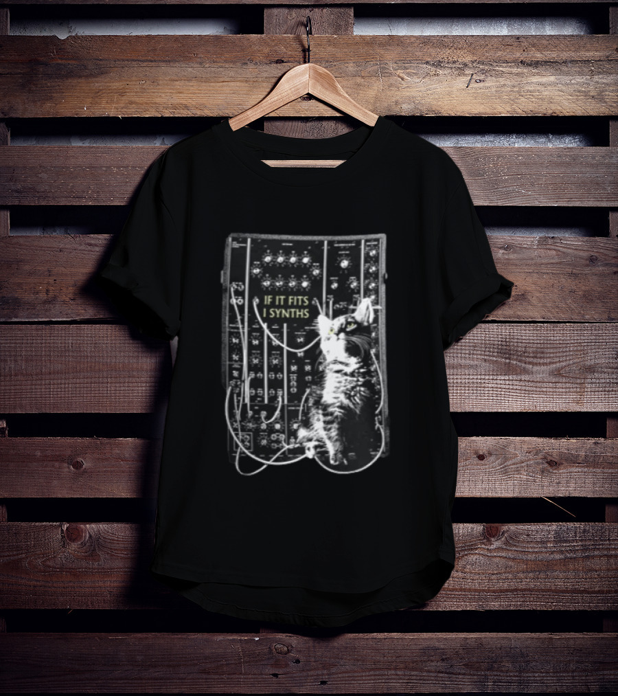 If It Fits I Synths Cat With Modular Synthesizer T-Shirt