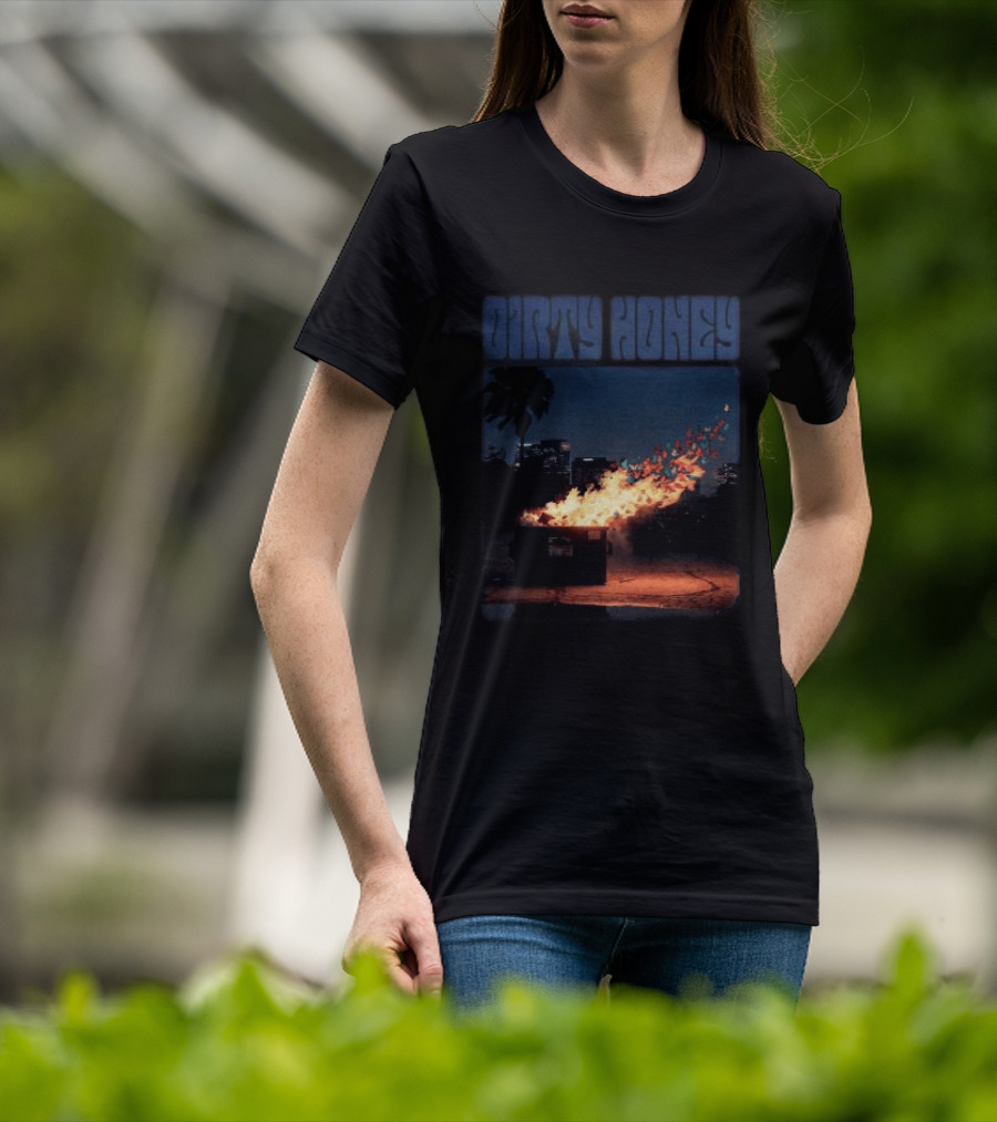 Dirty Honey Dumpster Fire Album Cover Vintage Aesthetic T-Shirt