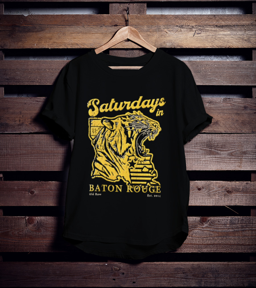 Saturdays In Baton Rouge Kyle Row Miami OH Roaring Tiger Head Louisiana Est 2014 T-Shirt