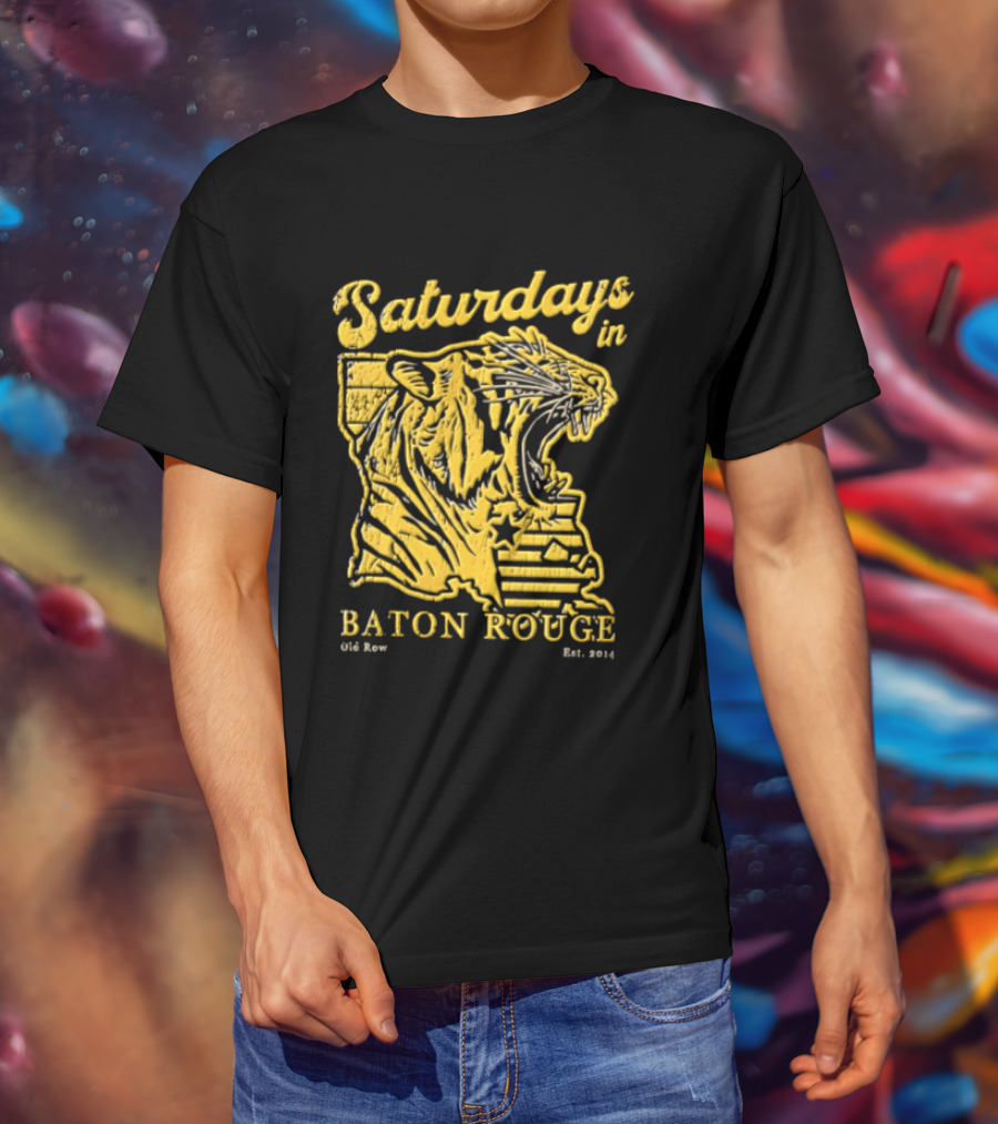 Saturdays In Baton Rouge Kyle Row Miami OH Roaring Tiger Head Louisiana Est 2014 T-Shirt