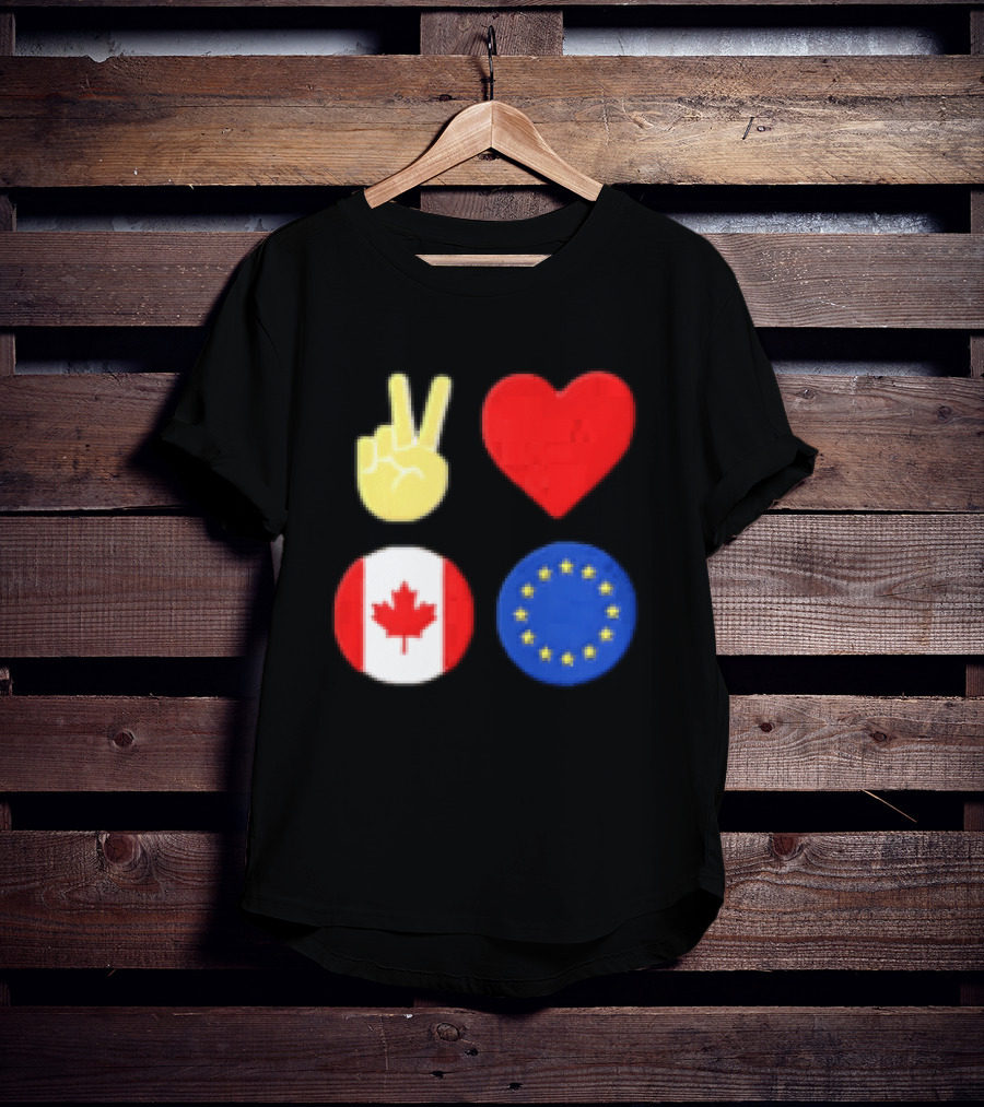 Peace Love Canada Flag European Union Circle Stars T-Shirt