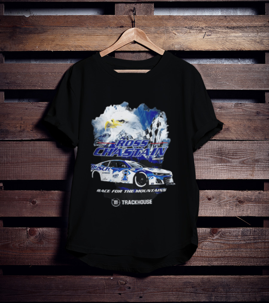 Ross Chastain Trackhouse Busch Light Race For The Mountains Eagle Checkered Flag Racing Car T-Shirt