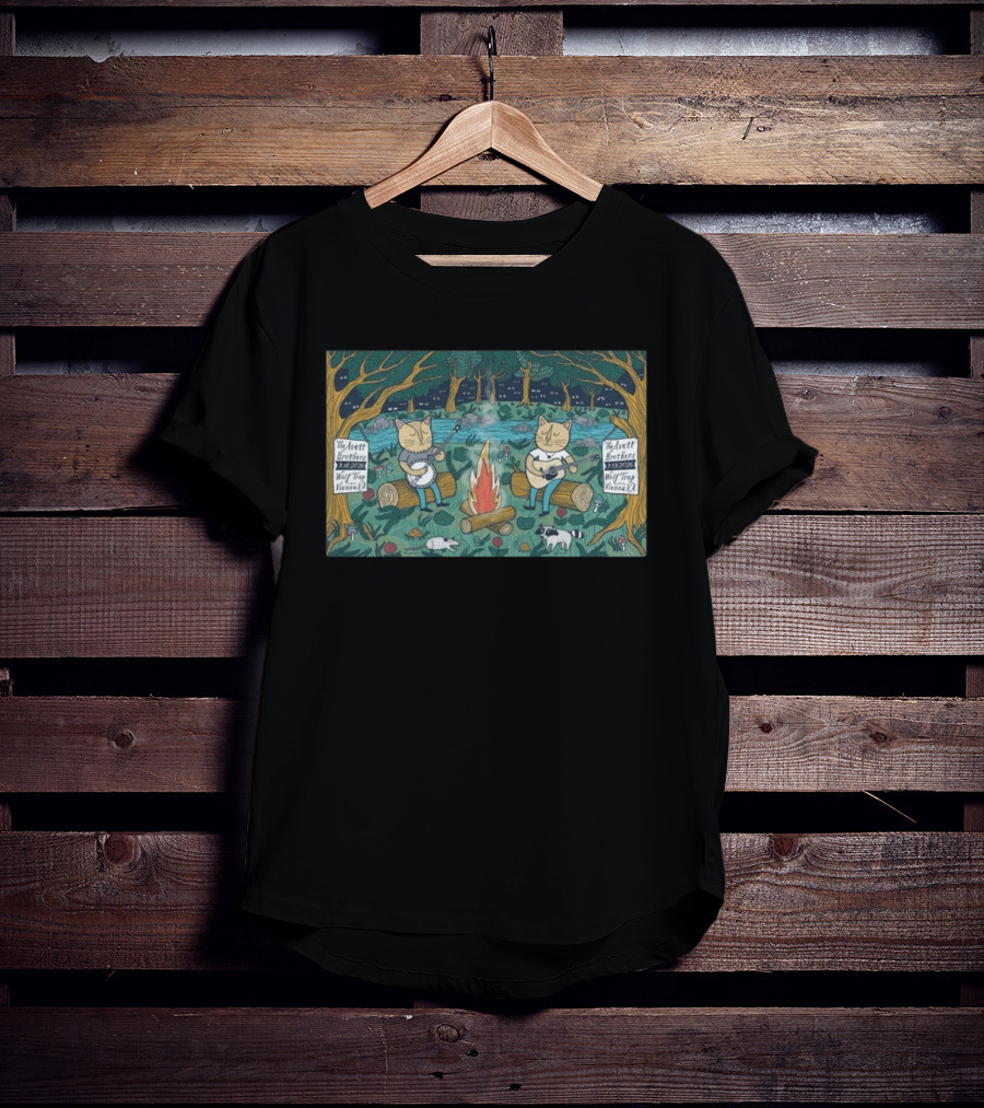 The Avett Brothers Wolf Trap Vienna 2026 Show Cats Playing Instruments Camping Scene T-Shirt