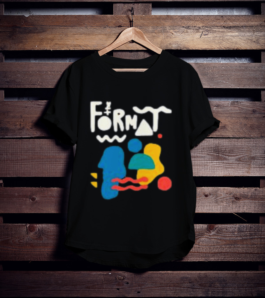 The Format Shop Abstract Shapes Colorful Graphic Black Zip T-Shirt