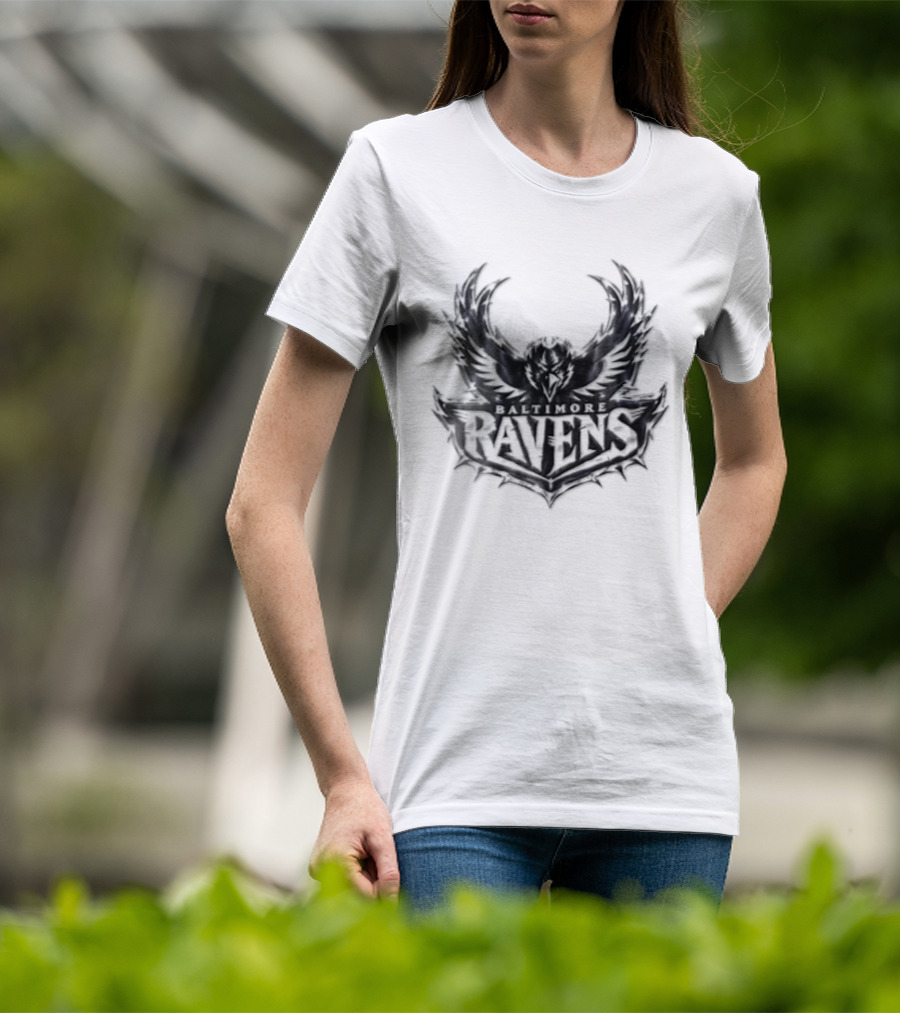 Baltimore Ravens Purple Metallic Bird Ravens T-Shirt