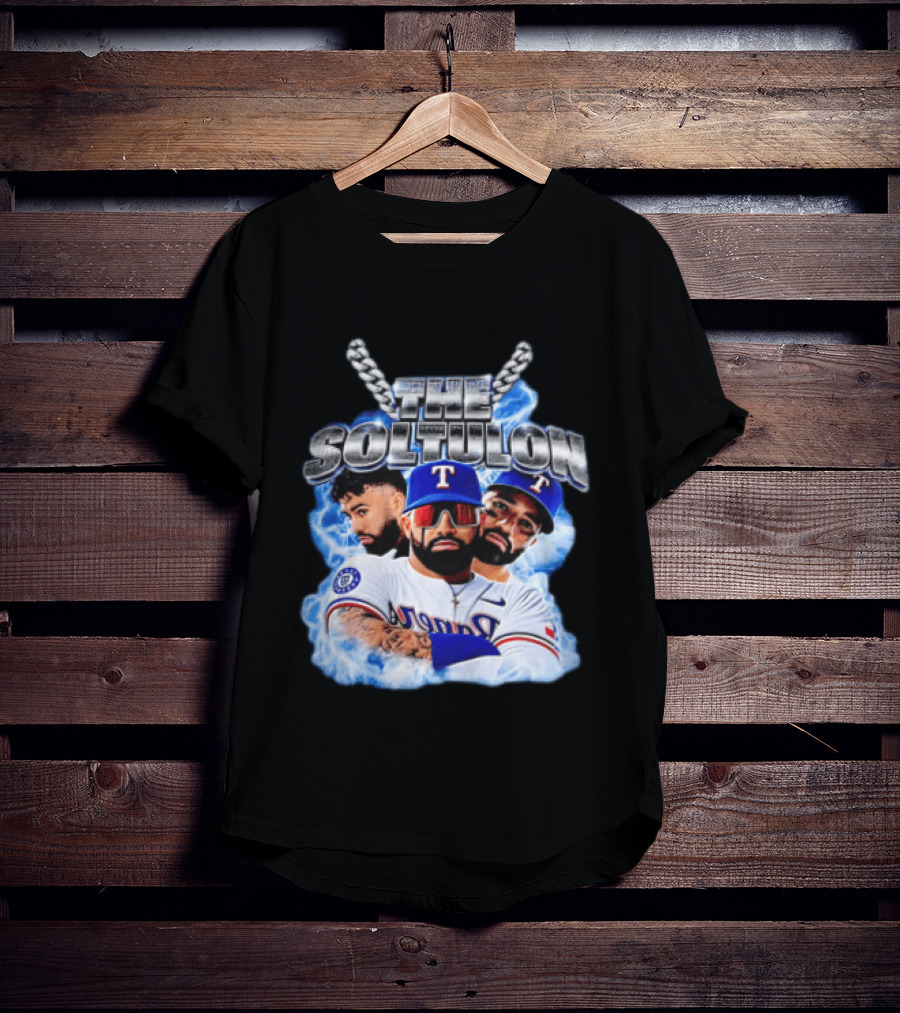 The Soltulon Texas Rangers Baseball Players Trio With Electric Blue T-Shirt