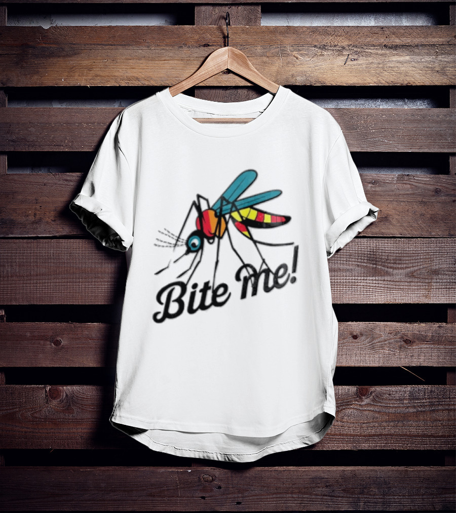 Bite Me Colorful Mosquito Cartoon Vibrant Insect T-Shirt