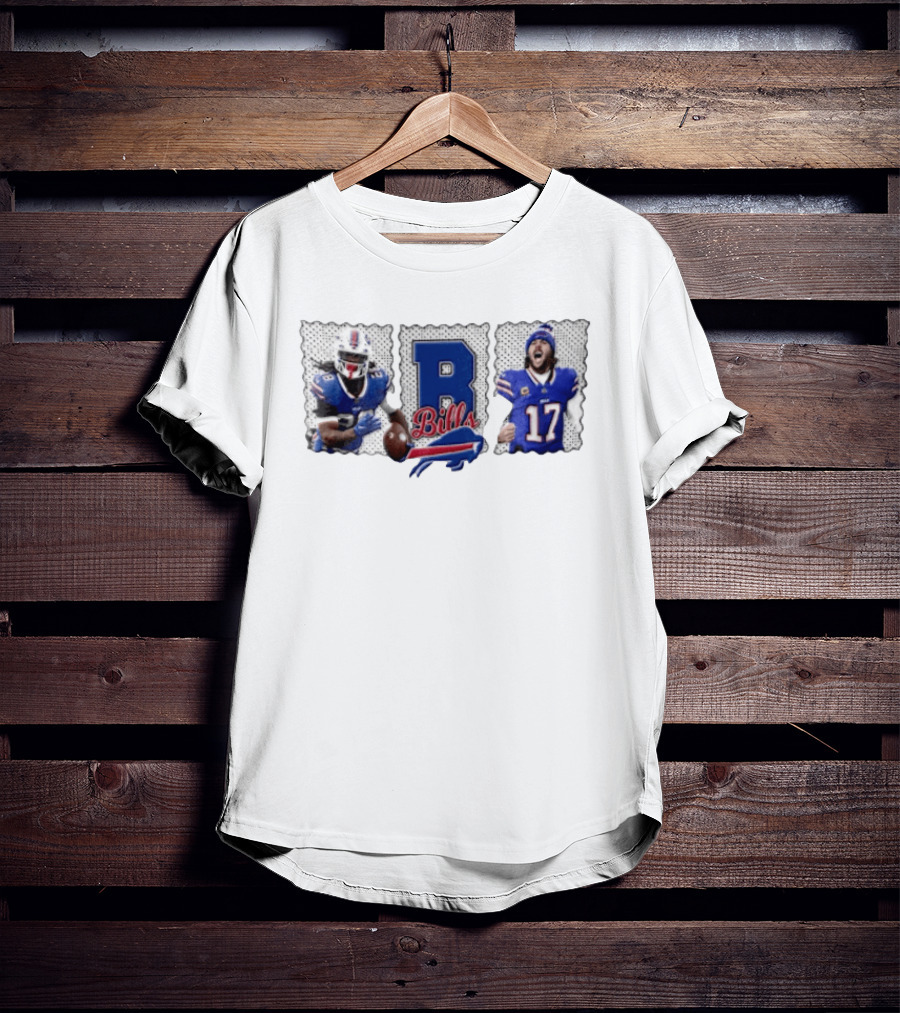 Buffalo Bills James Cook 28 Josh Allen 17 Celebrating Football Players T-Shirt