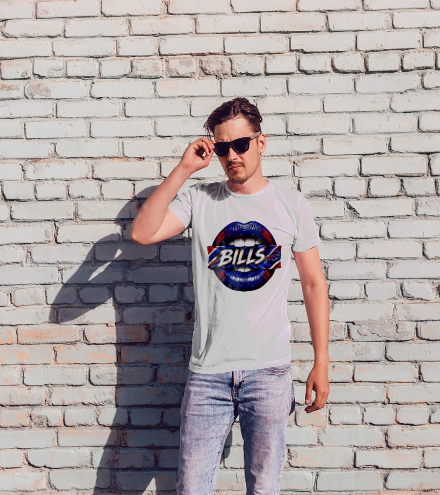 Buffalo Bills Blue Red Lips Banner With Bills Team T-Shirt