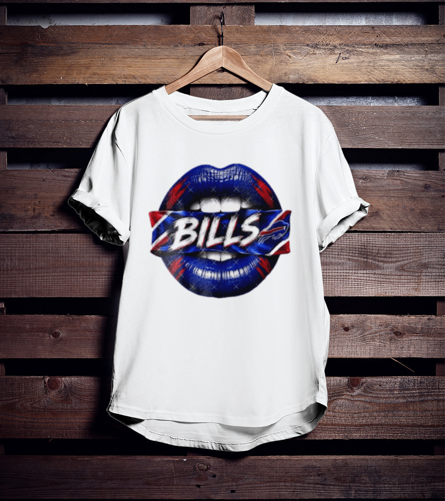 Buffalo Bills Blue Red Lips Banner With Bills Team T-Shirt