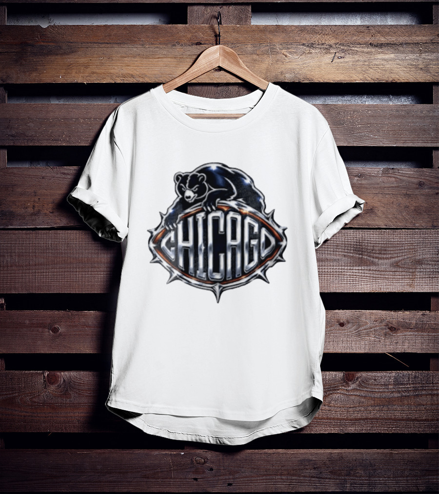 Chicago Bears Black Bear Crouching Over T-Shirt