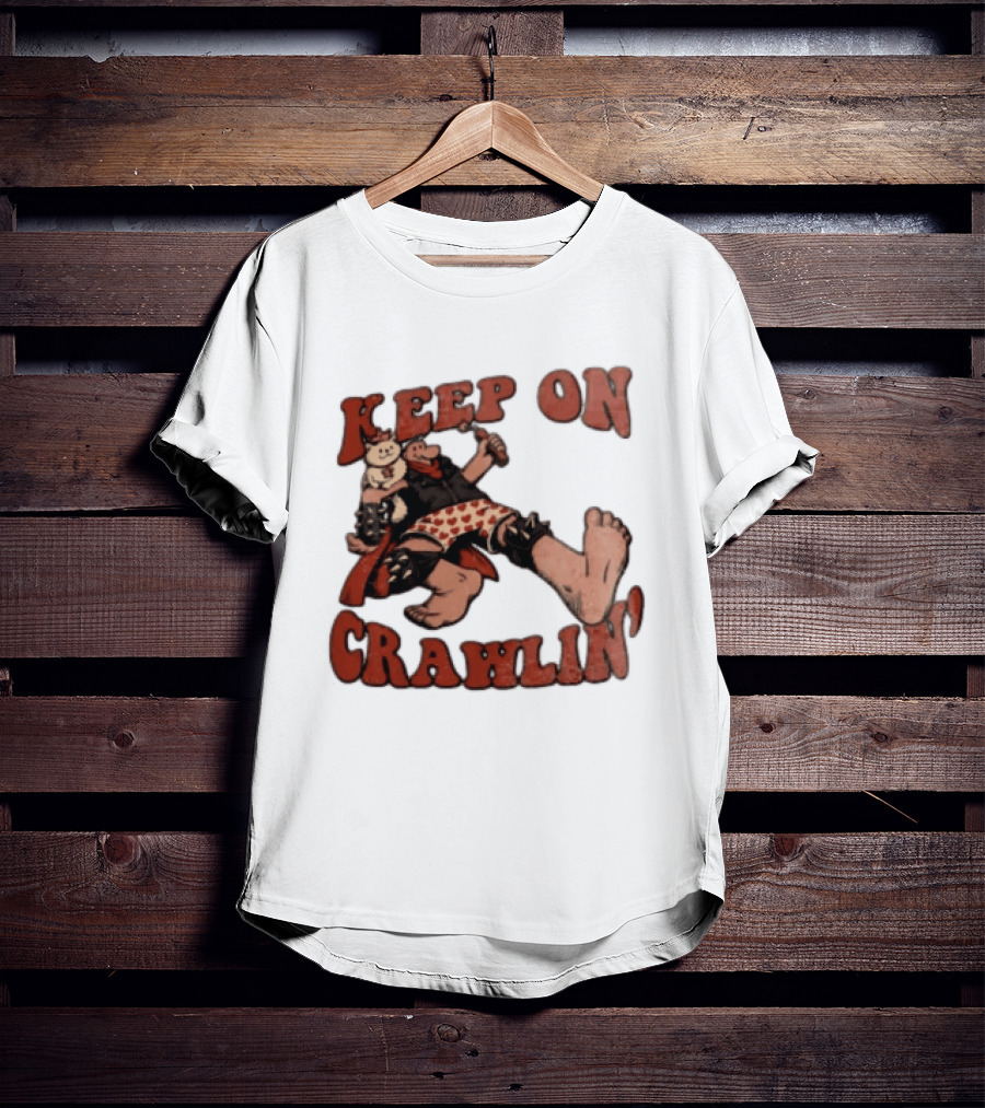 Keep On Crawlin Fat Freddys Cat Cartoon Man Holding Dynamite Cat T-Shirt