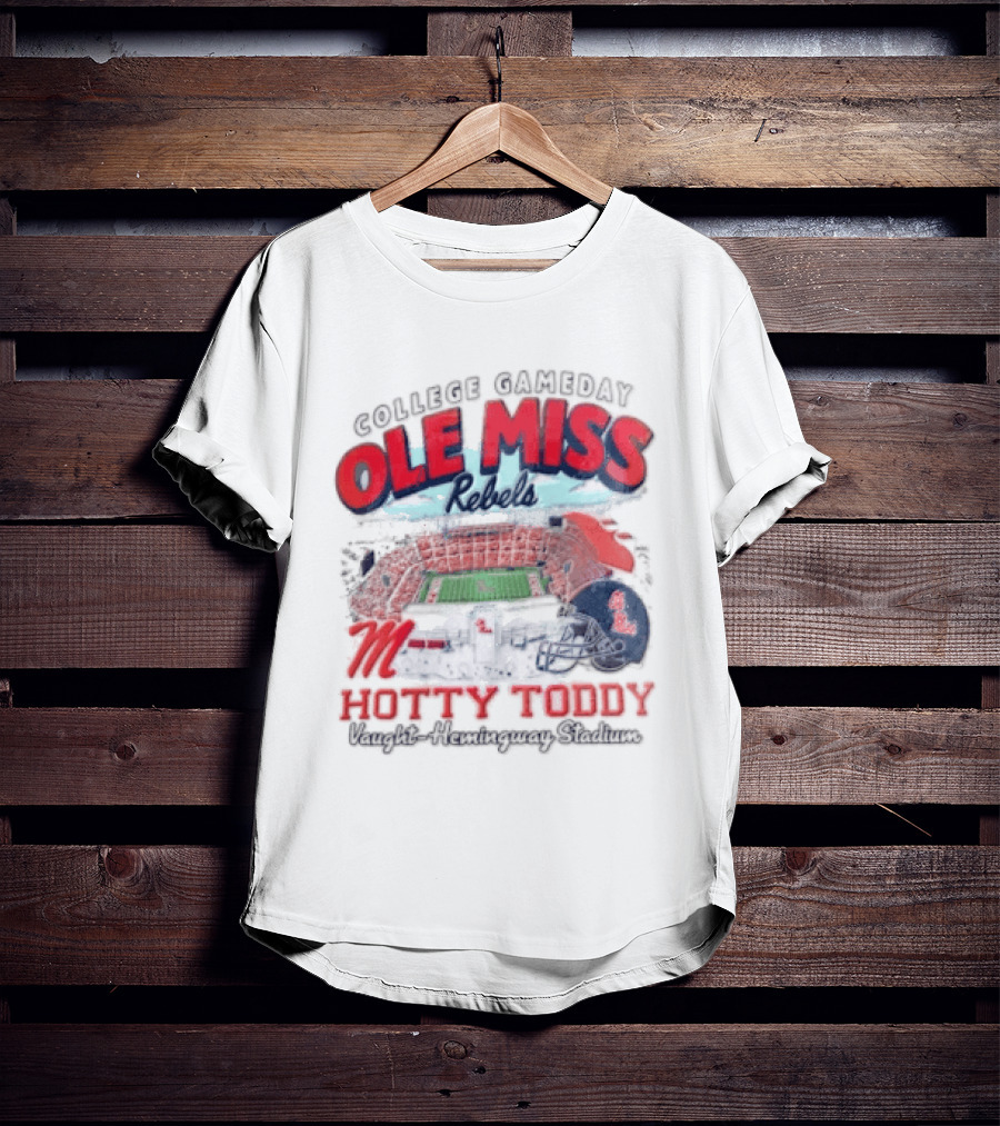 College Gameday Ole Miss Rebels Hotty Toddy Football Stadium Helmet T-Shirt