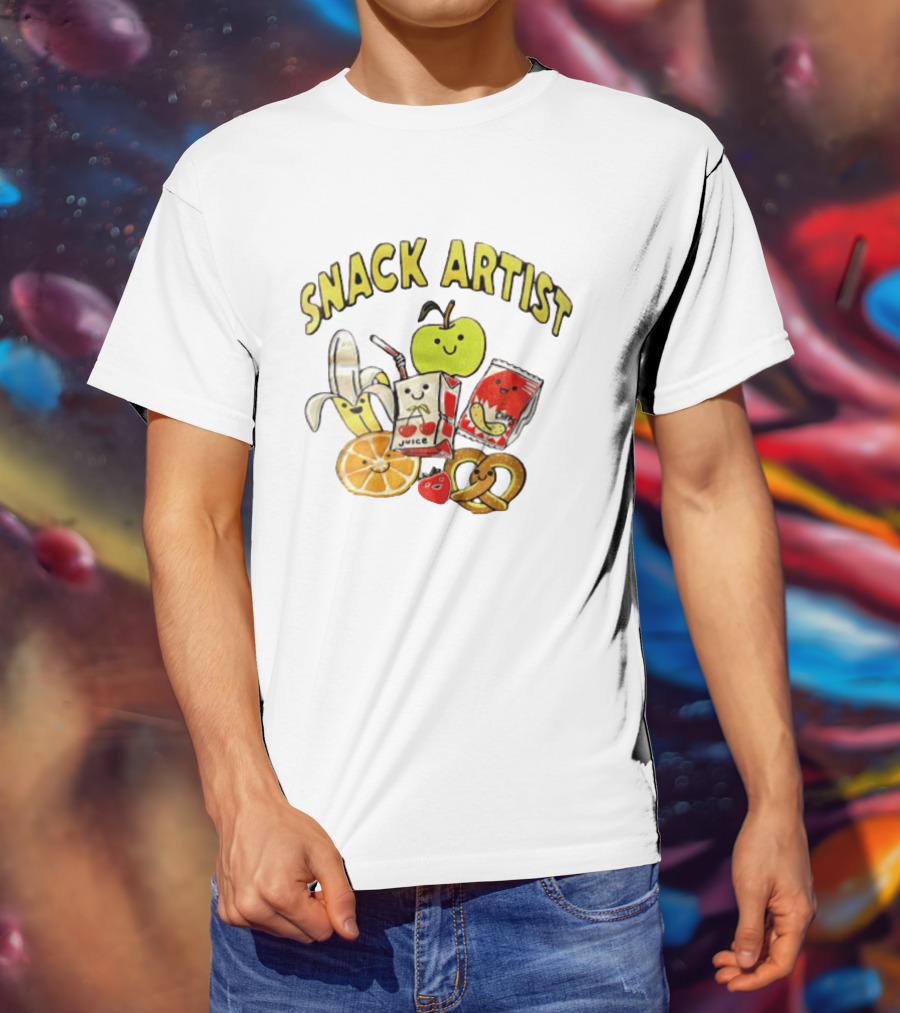Snacks Juice Banana Apple Chips Pretzel Orange Cartoon T-Shirt