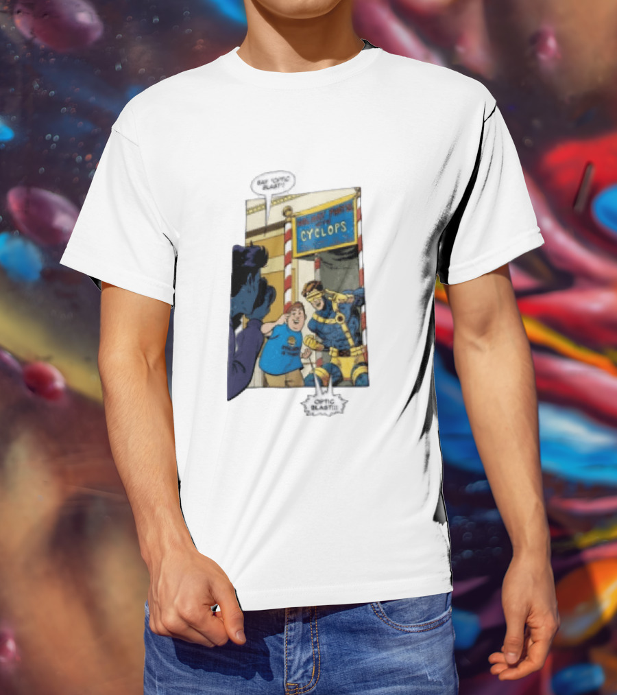 Cyclops Optic Blast Pose Comic Panel Marvel X Men Humor T-Shirt