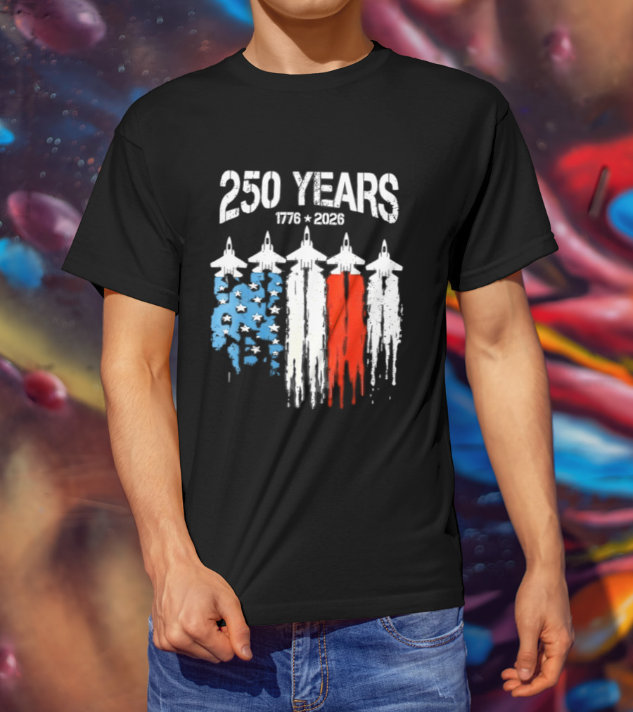 250 Years 1776 2026 Jet Stars And Stripes Anniversary T-Shirt