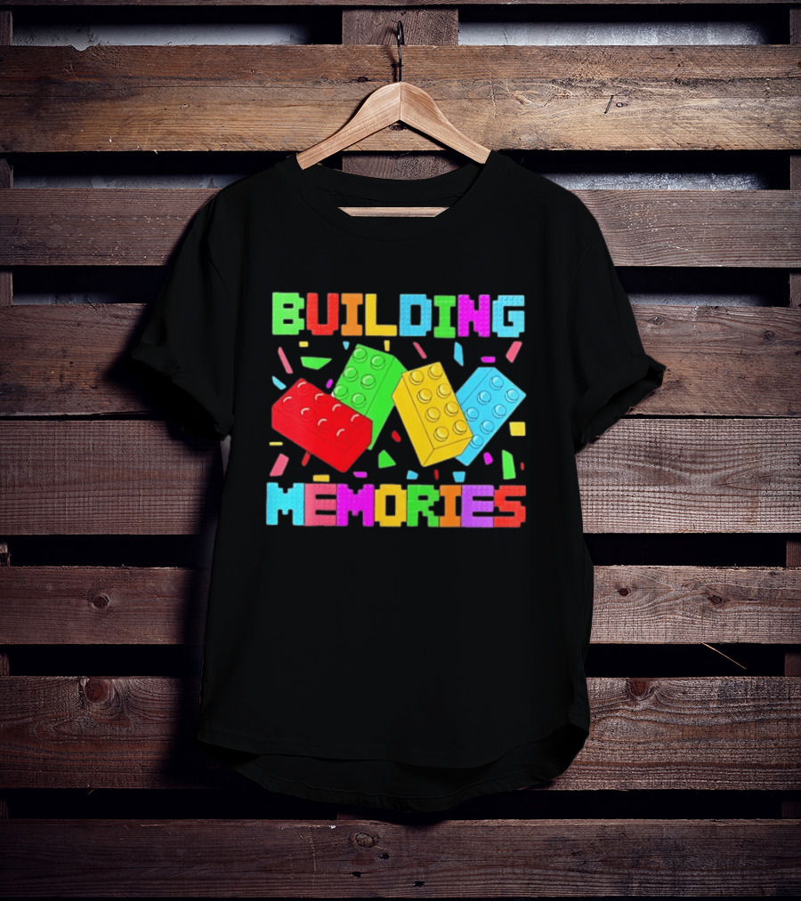 Building Brick Block Memories Colorful Confetti Celebration T-Shirt
