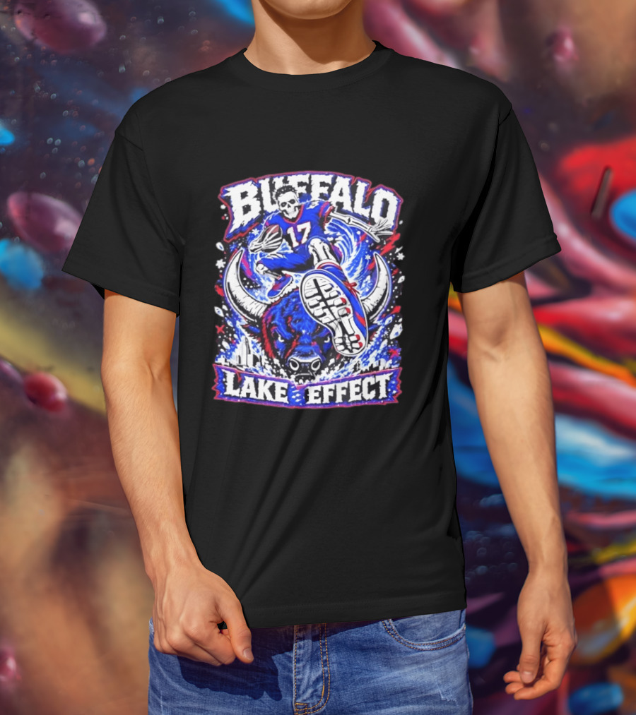 Buffalo Bills Lake Effect 17 Football Player Skull Buffalo T-Shirt