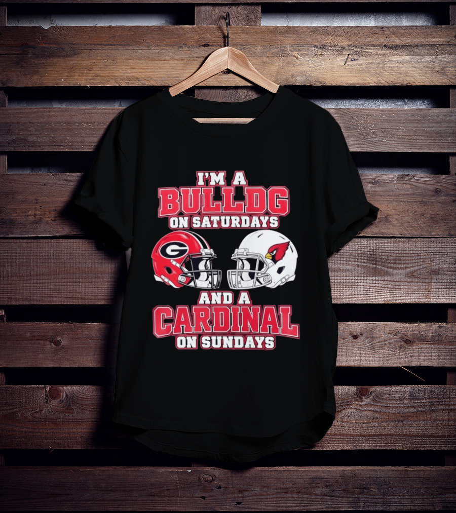 I'm A Bulldog On Saturdays And A Cardinal On Sundays Football Helmets T-Shirt