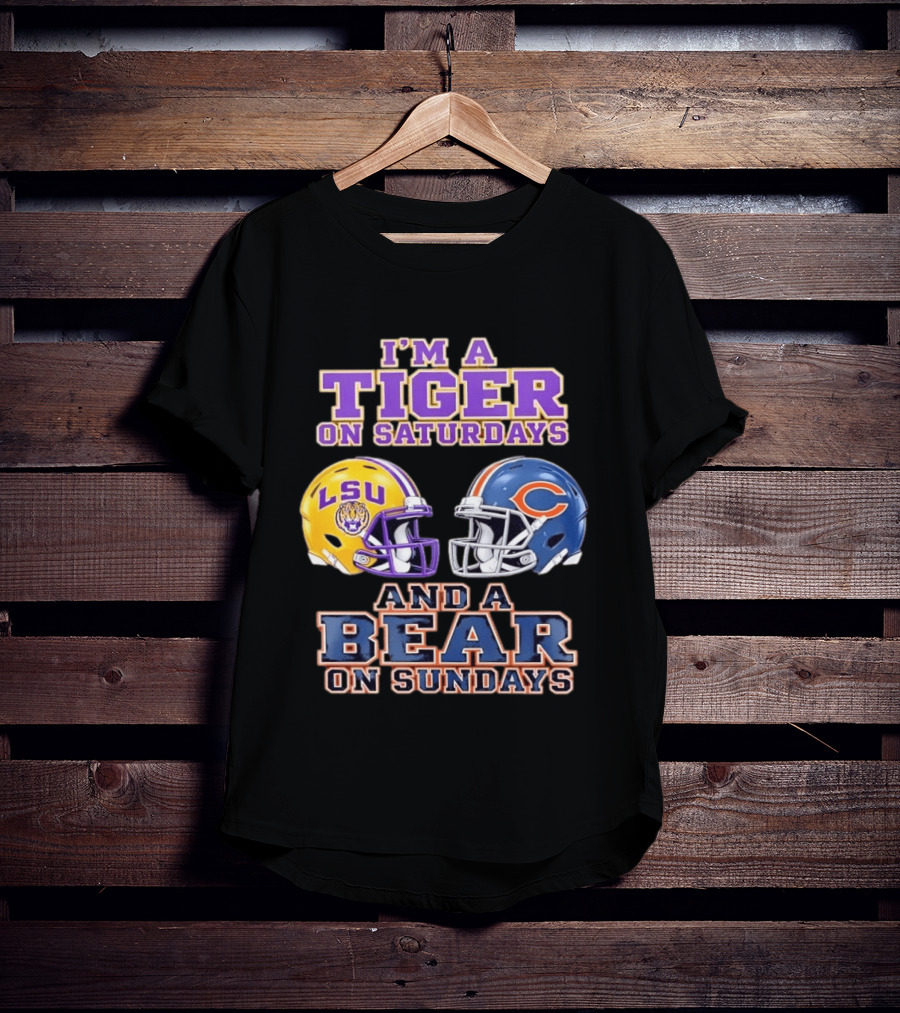 LSU Tigers Saturdays Chicago Bears Sundays Football Fan Gear T-Shirt