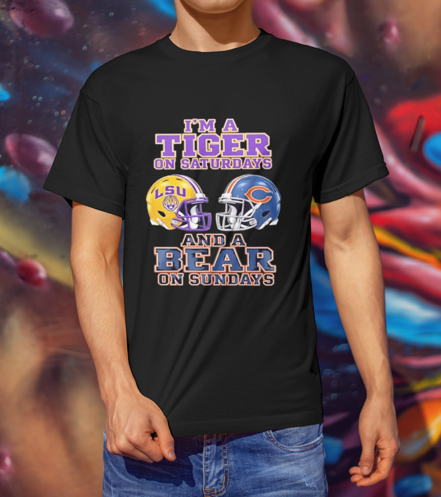 LSU Tigers Saturdays Chicago Bears Sundays Football Fan Gear T-Shirt