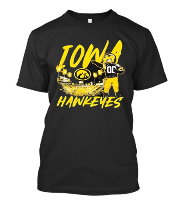 Iowa Hawkeyes 00 Mascot With Football Stadium T-Shirt