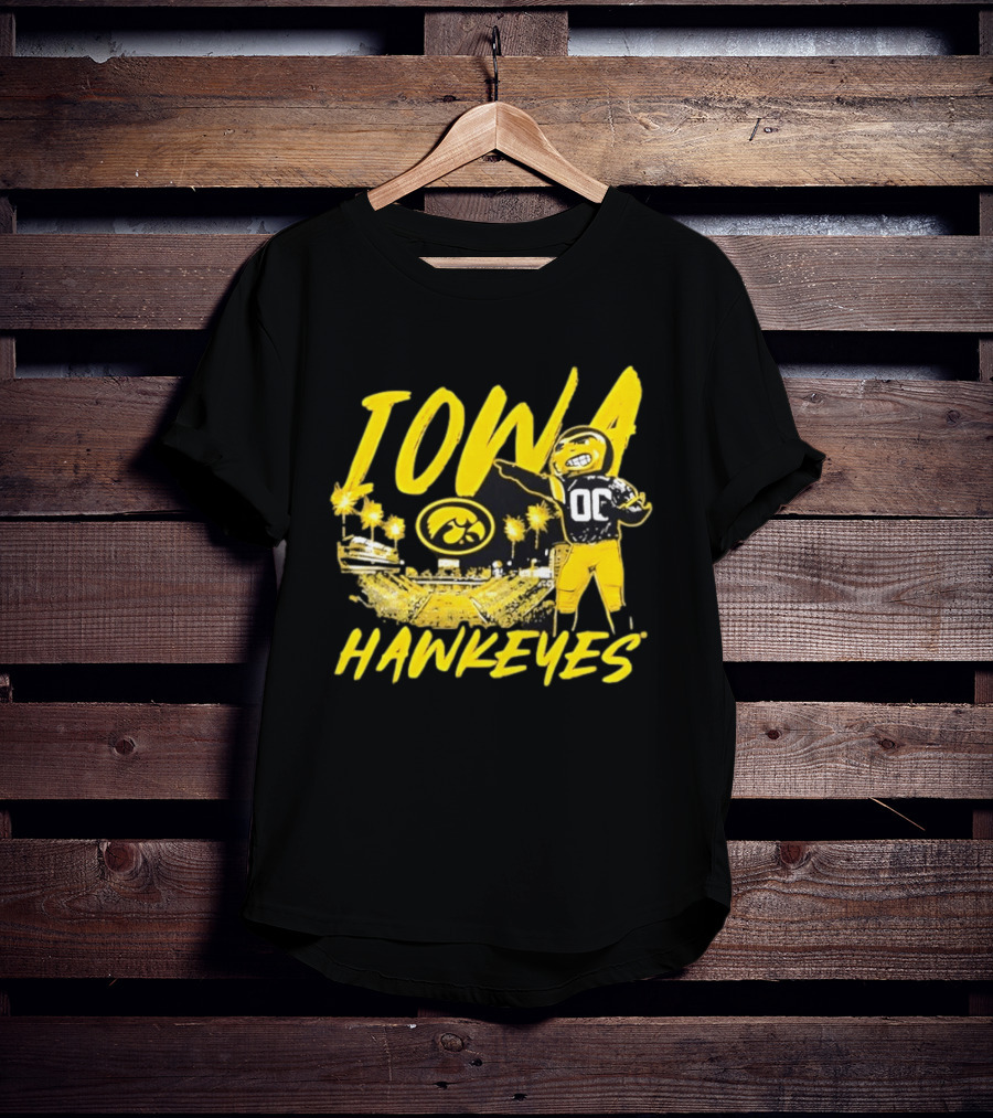 Iowa Hawkeyes 00 Mascot With Football Stadium T-Shirt