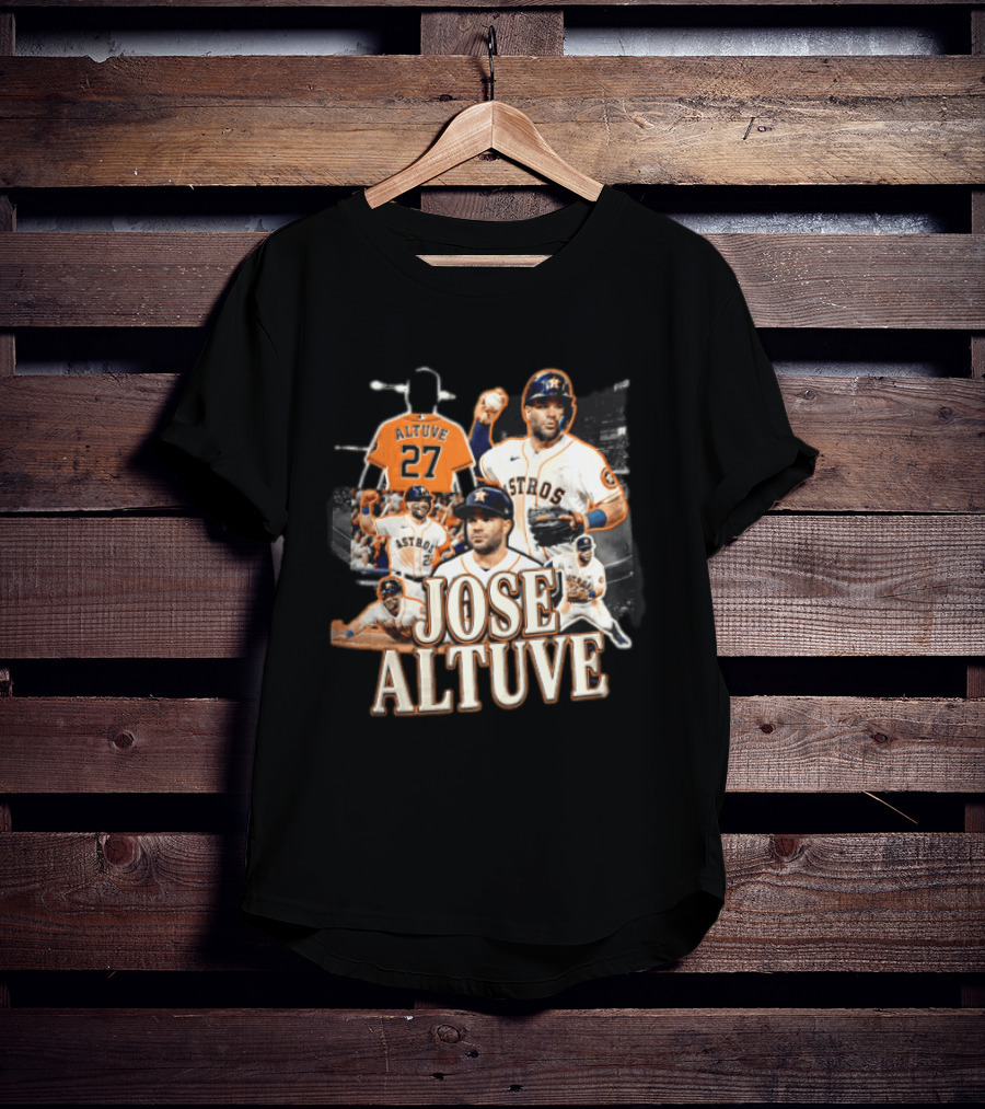 Houston Astros Jose Altuve 27 Collage Baseball Player T-Shirt