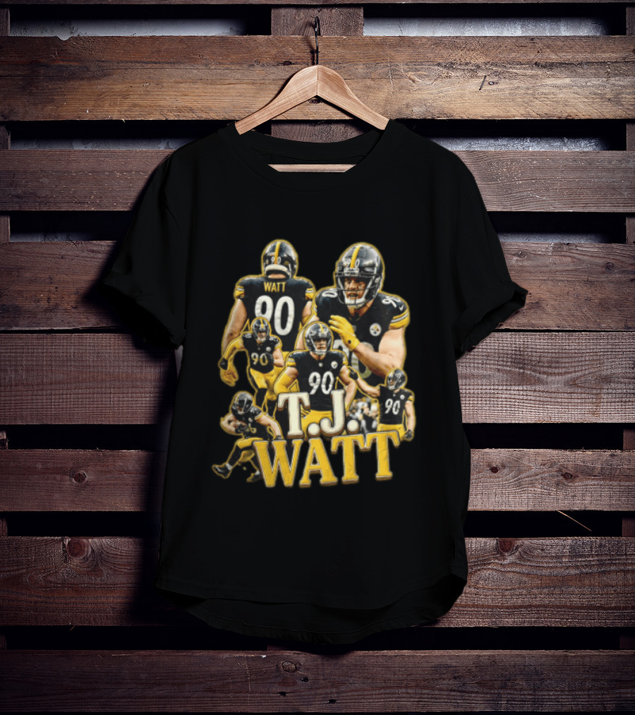 TJ Watt Pittsburgh Steelers 90 Football Action Poses T-Shirt