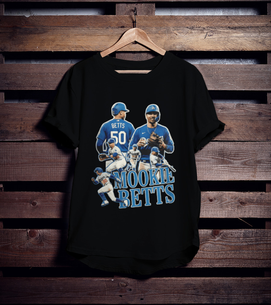 Los Angeles Dodgers Mookie Betts Baseball Player Number 50 Fielding Batting Running T-Shirt