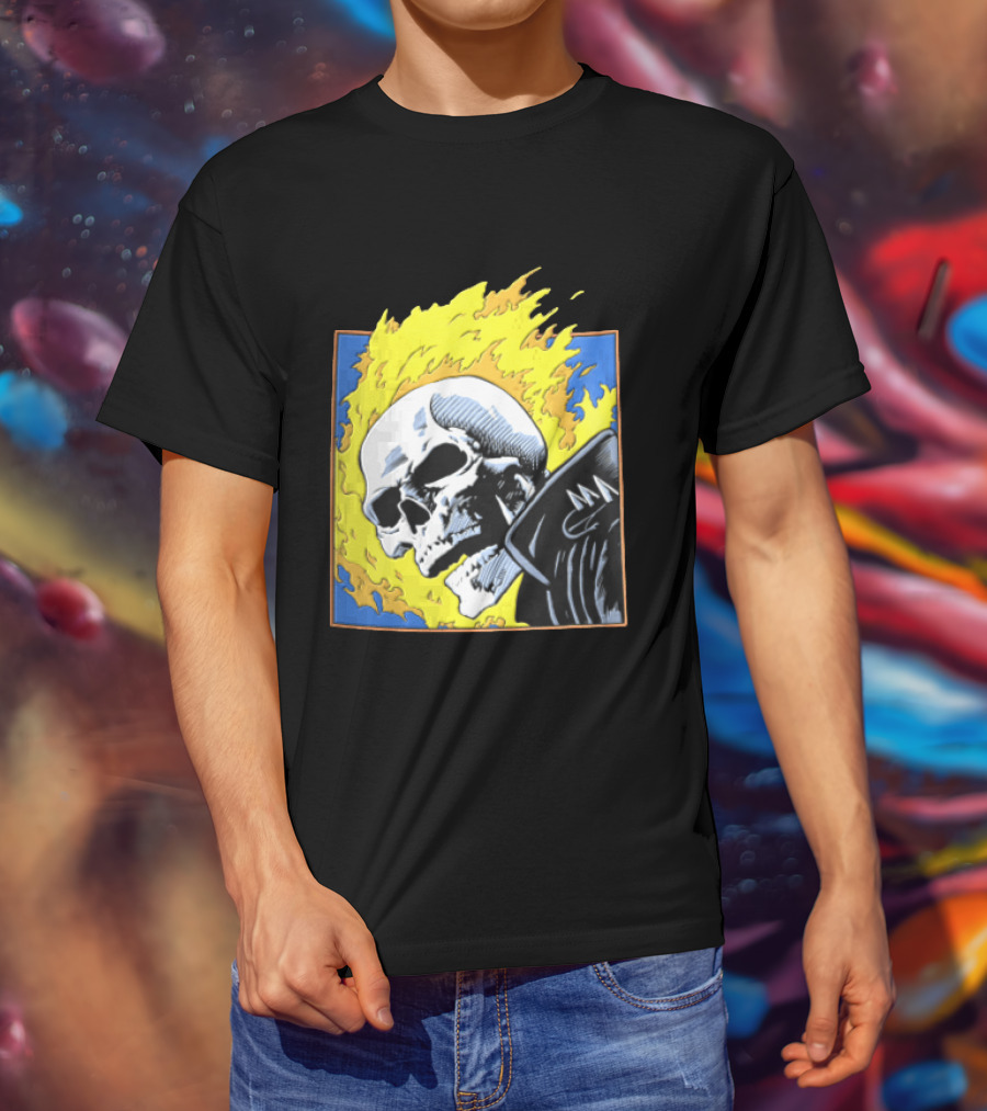 Marvel Ghost Rider Flaming Skull 1976 Comic Cover T-Shirt