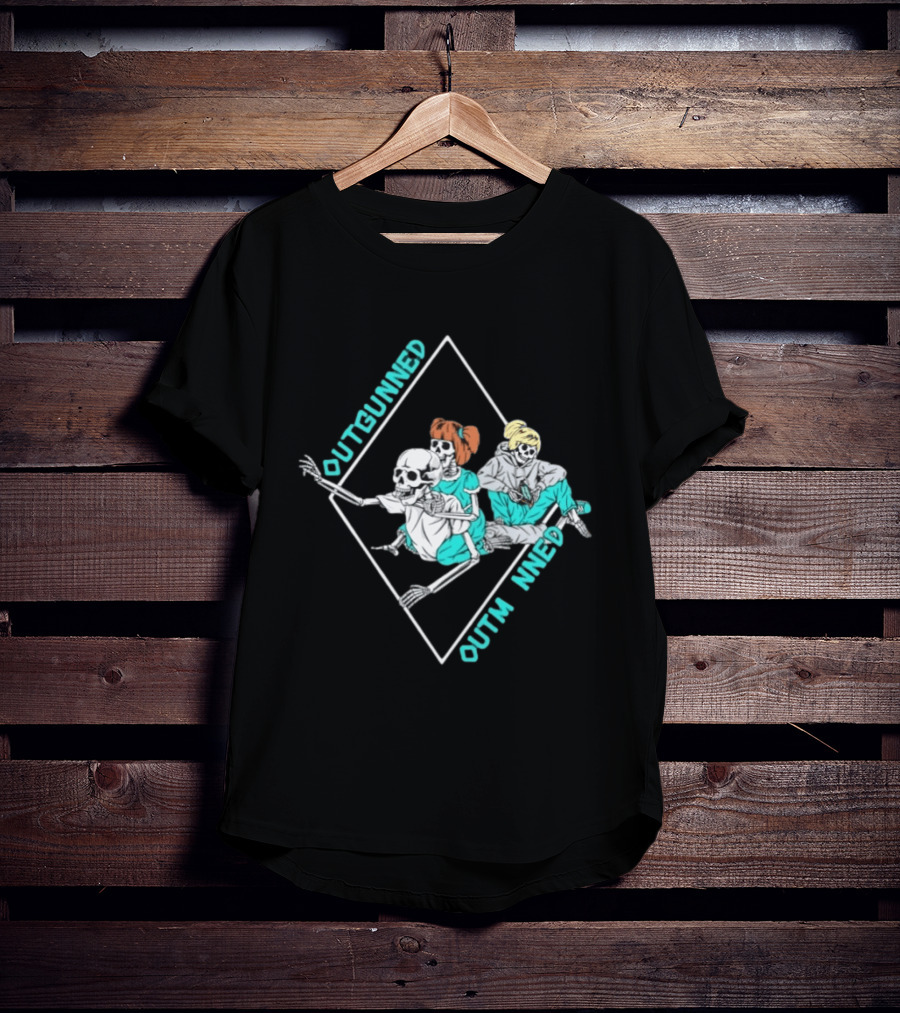 Outgunned Outmanned Skeleton Trio Casual T-Shirt