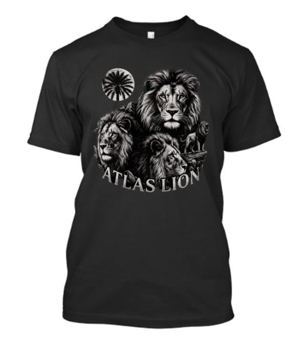 Atlas Lion Three Lions Palm Tree Moon T-Shirt