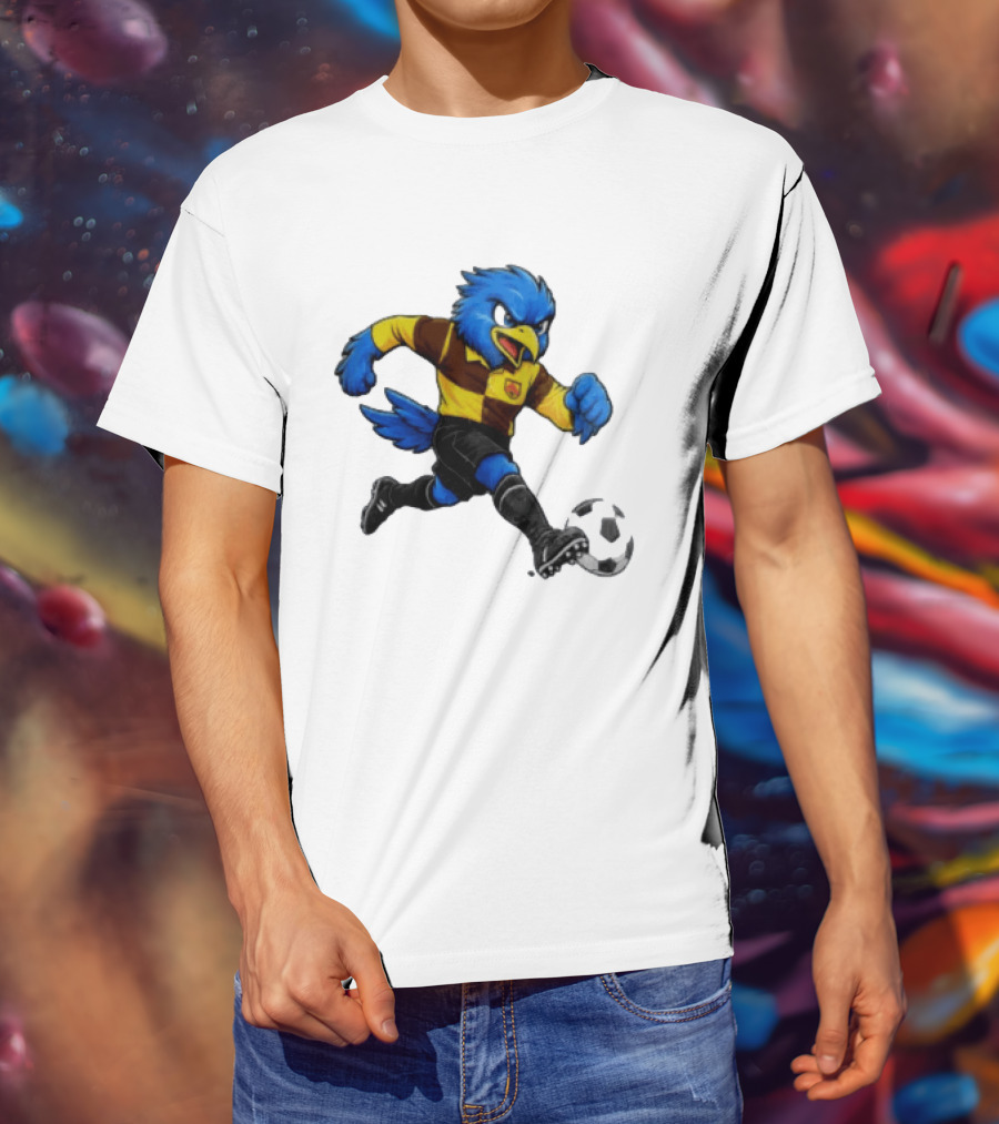 Cardiff Riverside Football Bluebird Mascot Soccer Player T-Shirt