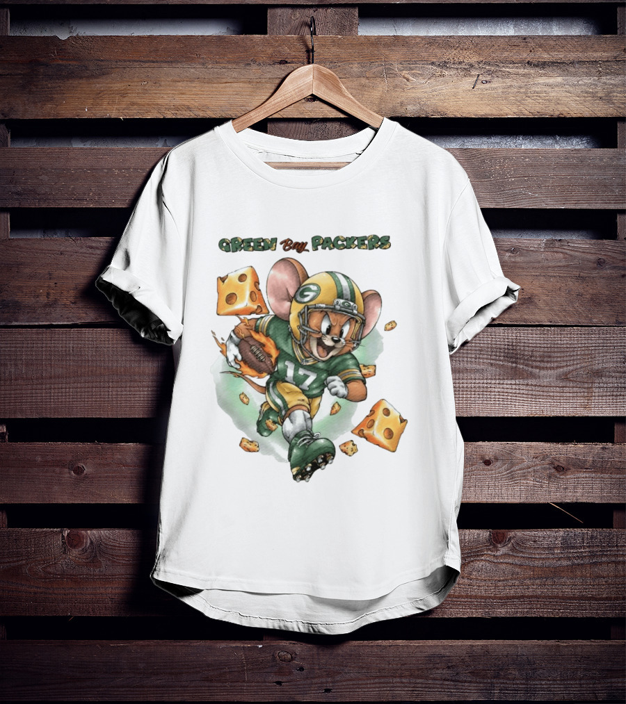 Green Bay Packers 17 Jerry Mouse Football Cheese T-Shirt