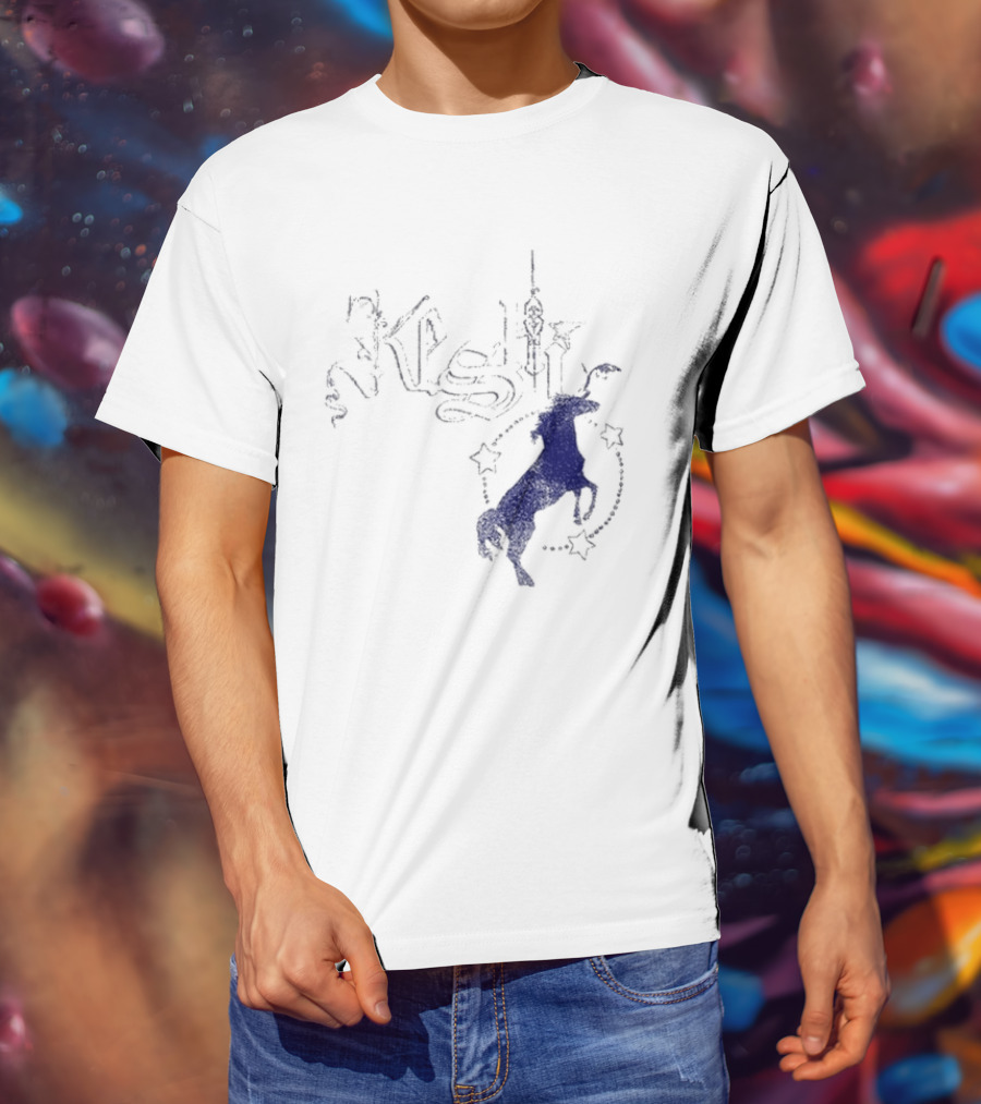 Keshi Stallion Star Circle Horse Blue T-Shirt