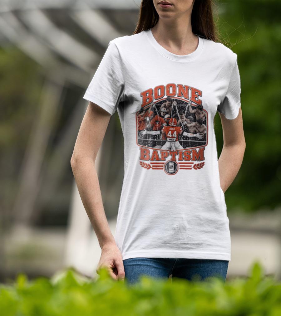Boone Baptism Kolb Douglas Football Players Spraying Beer Celebration T-Shirt